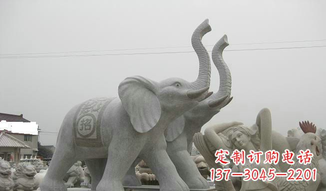 佛山公园动物长鼻大象石雕