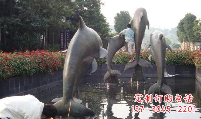 佛山公园海豚动物铜雕