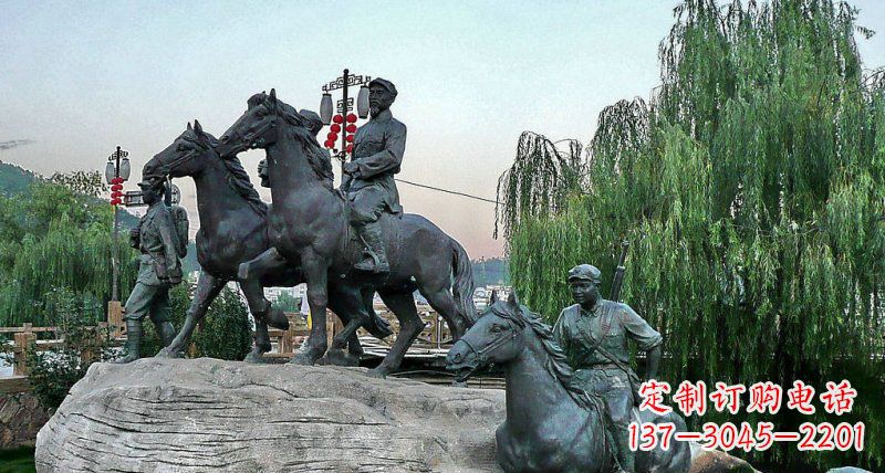 佛山公园红军骑马景观铜雕