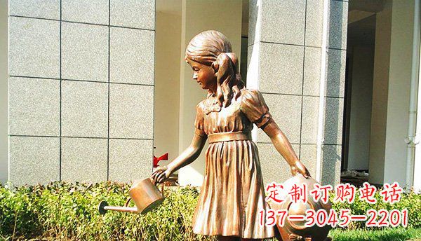 佛山可爱的公园小女孩铜雕