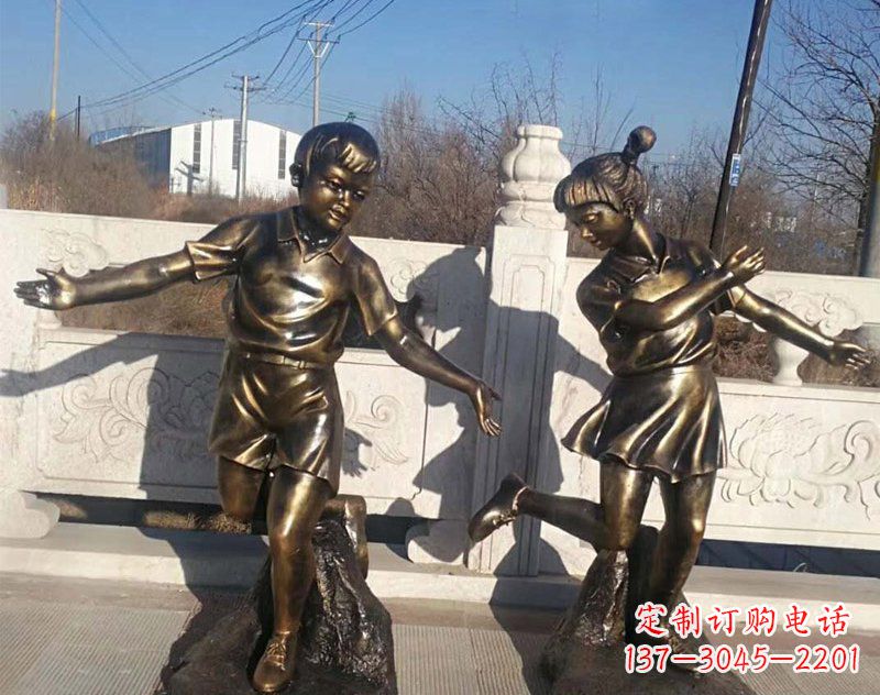 佛山新颖花篮儿童铜雕