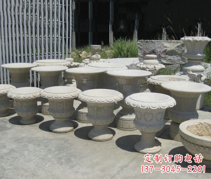 佛山大理石花盆石雕艺术品