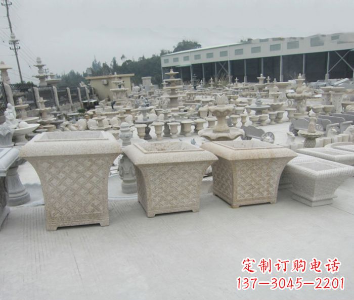 佛山优雅花盆大理石雕塑