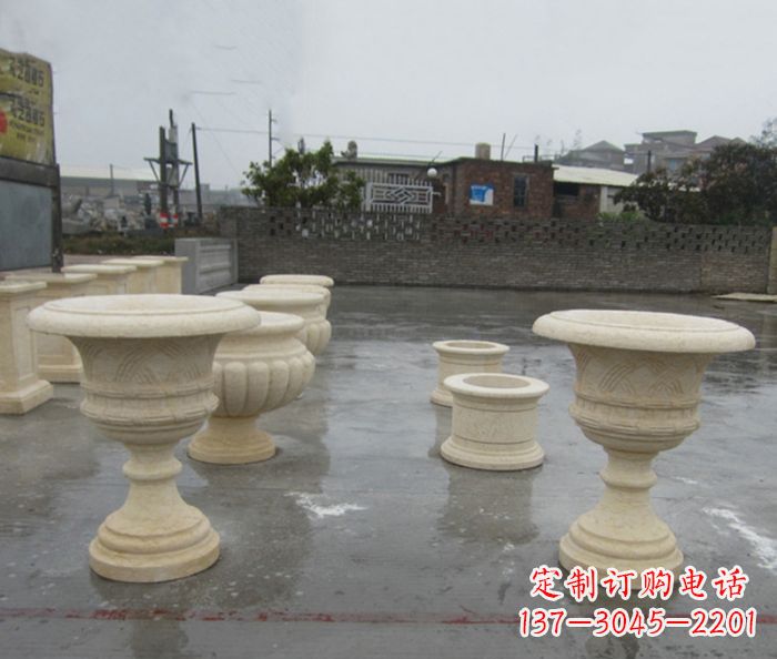佛山完美绽放——大理石花盆石雕
