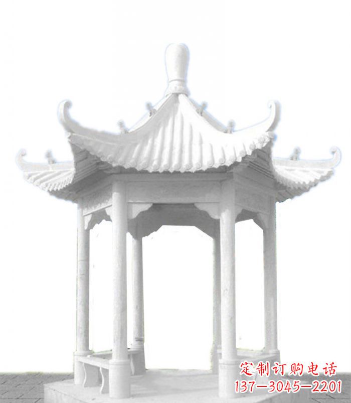 佛山公园景观汉白玉石雕凉亭 (2)
