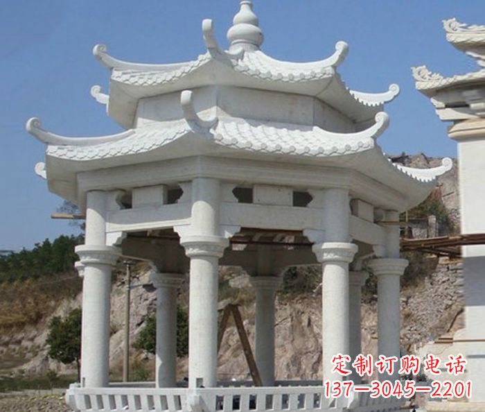 佛山公园景观汉白玉石雕凉亭