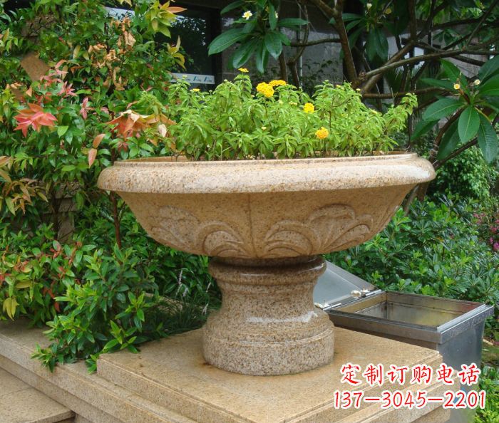 佛山公园景观砂岩花盆石雕 (3)