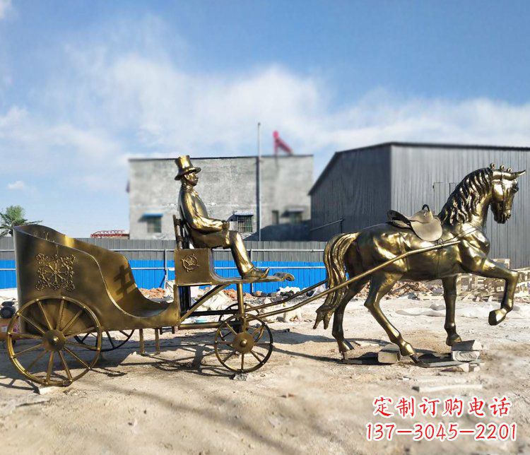 佛山公园景观坐着马车的人物铜雕