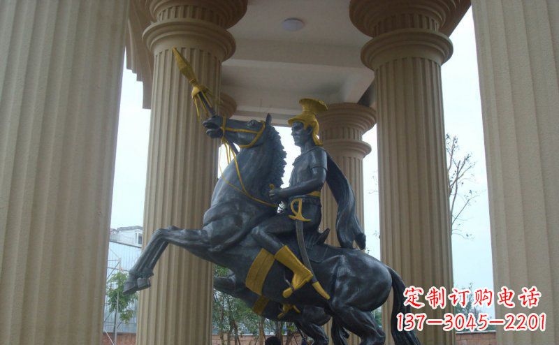 佛山公园骑马的罗马士兵人物铜雕