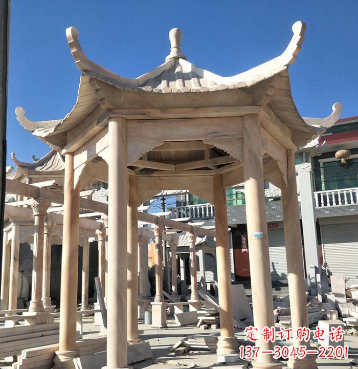 佛山公园晚霞红凉亭雕塑