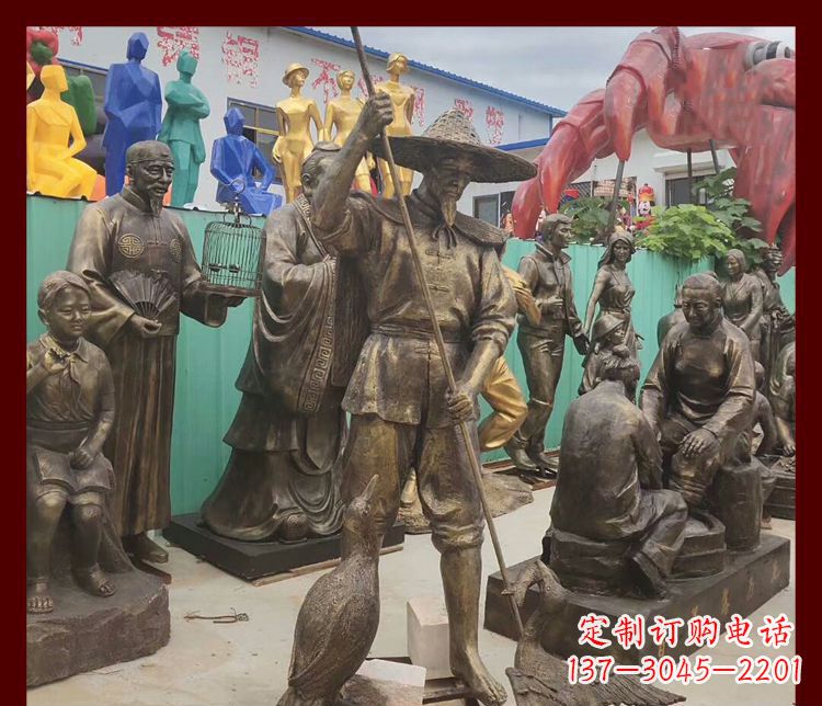 佛山新中式鸬鹚铜雕塑