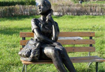 佛山人物座椅雕塑——少女望远