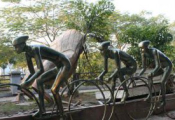 佛山精致铜雕自行车景观雕塑