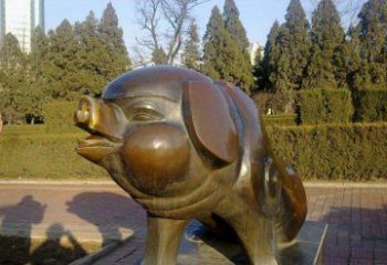 佛山定制公园猪铜雕