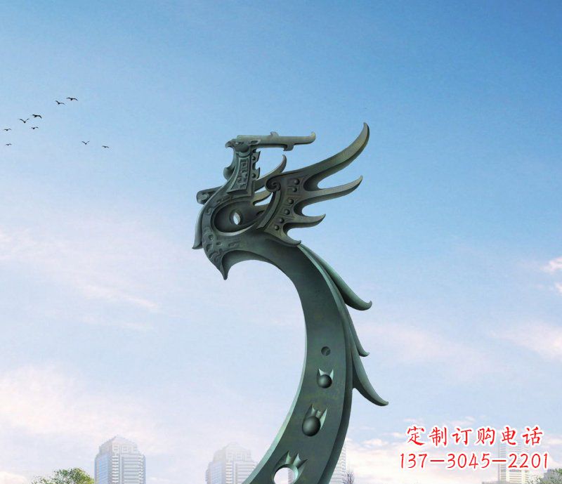 佛山中领雕塑|抽象凤凰不锈钢雕塑
