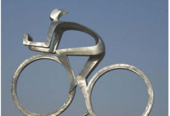 佛山室外装饰不锈钢抽象骑自行车人物雕塑
