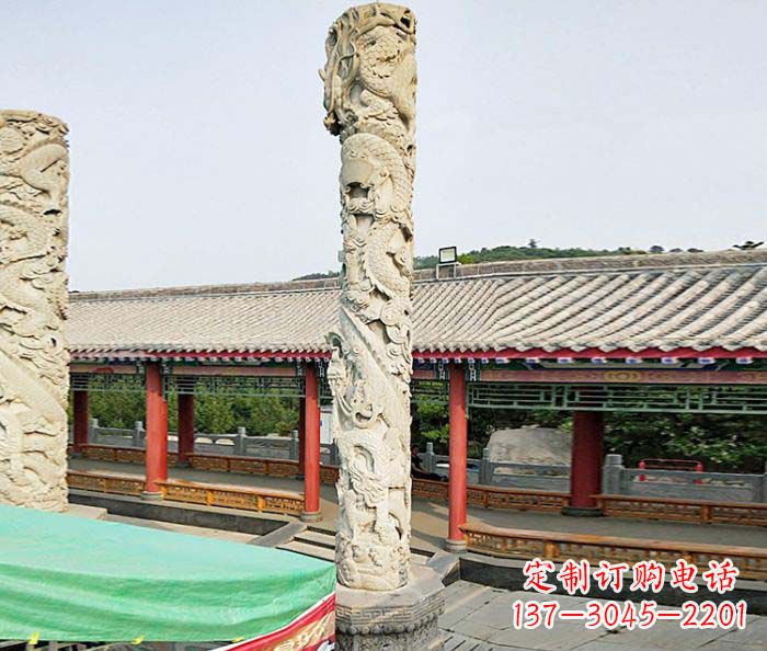 佛山雕刻精致的大理石龙柱石雕