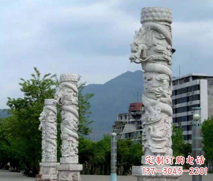 佛山精美工艺大理石龙柱雕塑