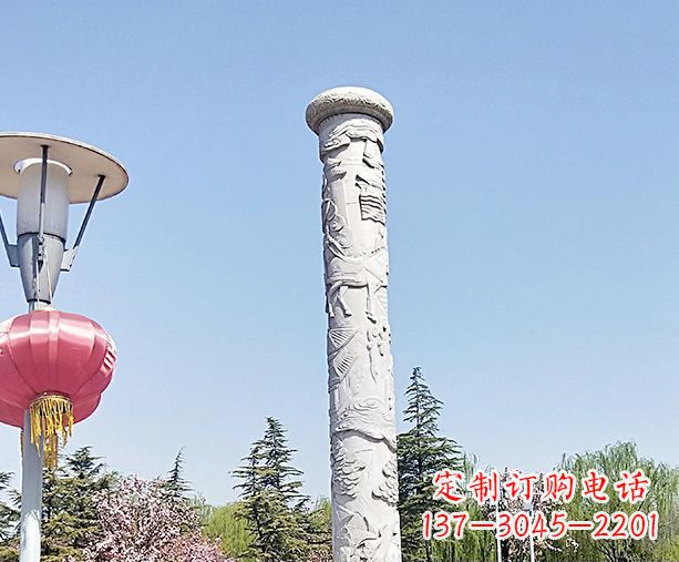 佛山广场景观大理石龙柱石雕 (6)