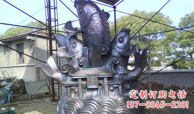 佛山广场鲤鱼跃龙门景观铜雕