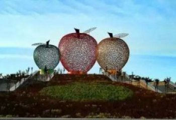 佛山广场不锈钢镂空苹果雕塑