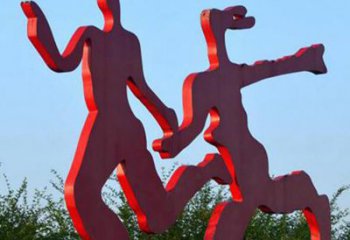 佛山中领雕塑-多彩情侣跑步雕塑