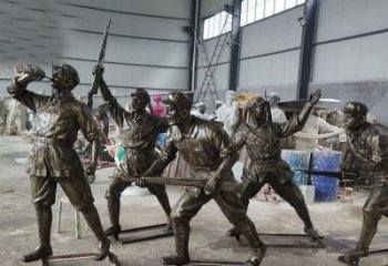 佛山广场铜雕解放军人人物雕塑