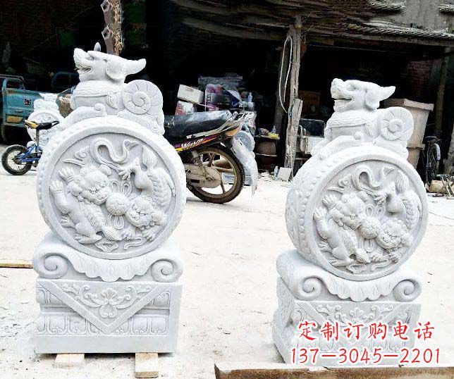 佛山汉白玉招财门墩雕塑