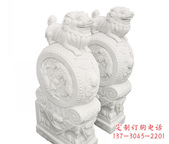 佛山汉白玉抱鼓石招财石门墩