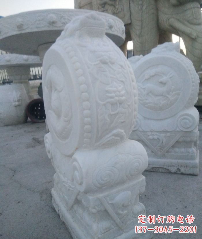 佛山汉白玉抱鼓石门墩雕塑
