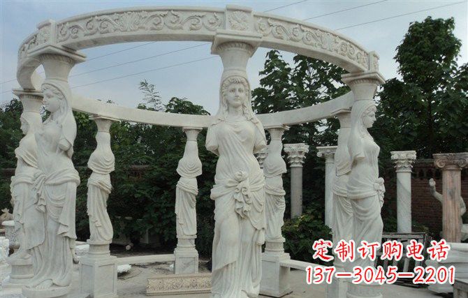 佛山汉白玉欧式凉亭雕塑,尽享悠然凉意