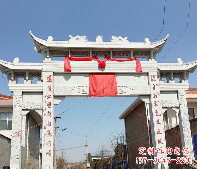 佛山汉白玉三门石牌坊石雕——精致而优雅