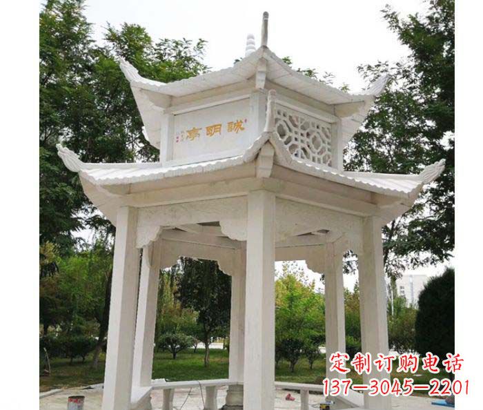 佛山汉白玉双层六角凉亭公园石雕
