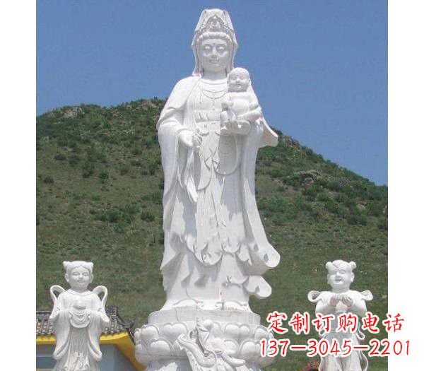佛山汉白玉观音善财童子龙女雕塑