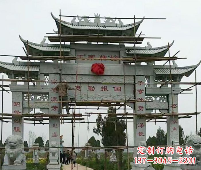 佛山传承古艺三门牌坊石雕