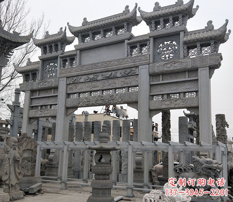 佛山京中领雕塑:牌坊石雕定制
