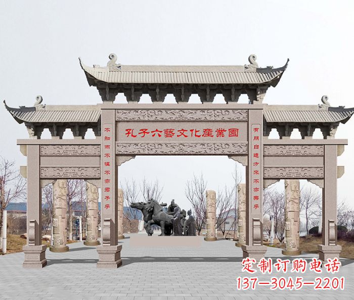 佛山景区三门石雕牌坊-高质美观可靠的雕塑装置