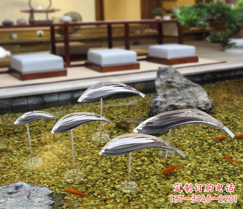 佛山酒店装饰不锈钢鱼景观雕塑