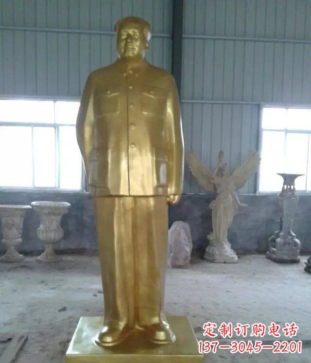 佛山优雅的毛主席玻璃钢仿铜人物雕塑