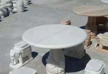佛山百变汉白玉圆形石桌凳，让家居更具格调