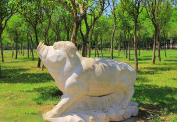 佛山传统十二生肖精美手工猪石雕动物雕塑