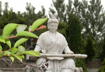 佛山汉末才女蔡文姬弹琴石雕塑-景区园林历史名人雕像