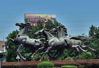 佛山非凡运动，街边奔马铜雕塑