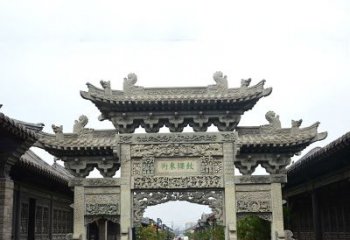 佛山特色街道三门石雕牌楼雕塑