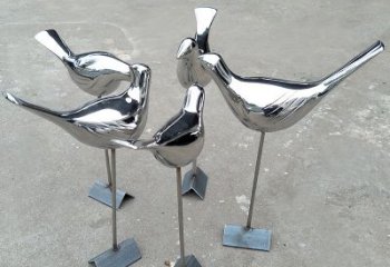 佛山全新设计，优雅帅气的不锈钢鸽子草坪雕塑