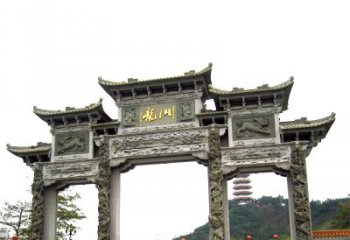 佛山龙山景区大型石头雕塑牌楼，定制之选