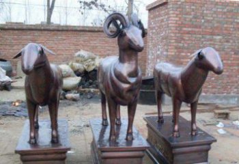 佛山绵羊铸铜雕塑，仿铜动物雕塑