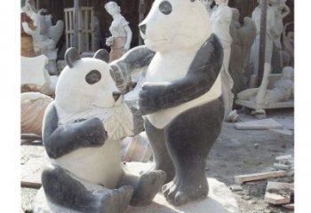 佛山母子熊猫石雕，传达真挚的亲情