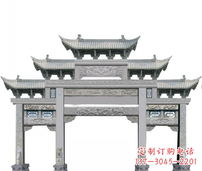 佛山中领雕塑定制式牌坊石雕