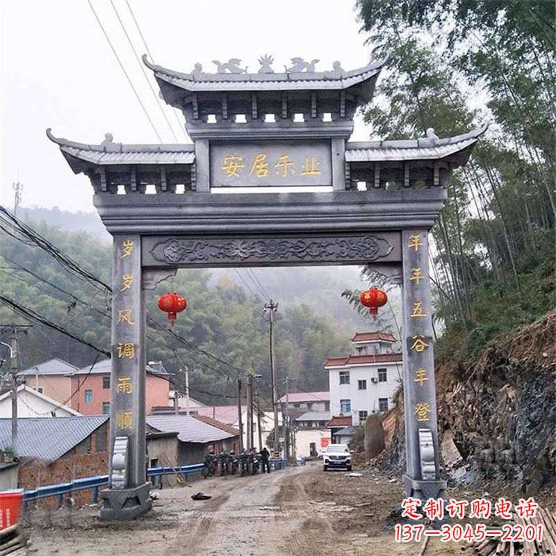 佛山青石单门石牌坊——精美传承中国传统文化雕塑